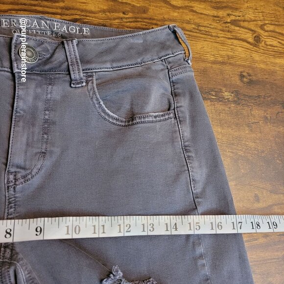 American Eagle Jeans 2 S Tomgirl Mid Rise Super Stretch x Gray Ripped Denim - Picture 7 of 11